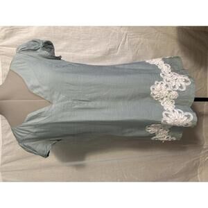 Blue Nick & Mo Medium Short Sleeve Dress with Beautiful Border Embellishments